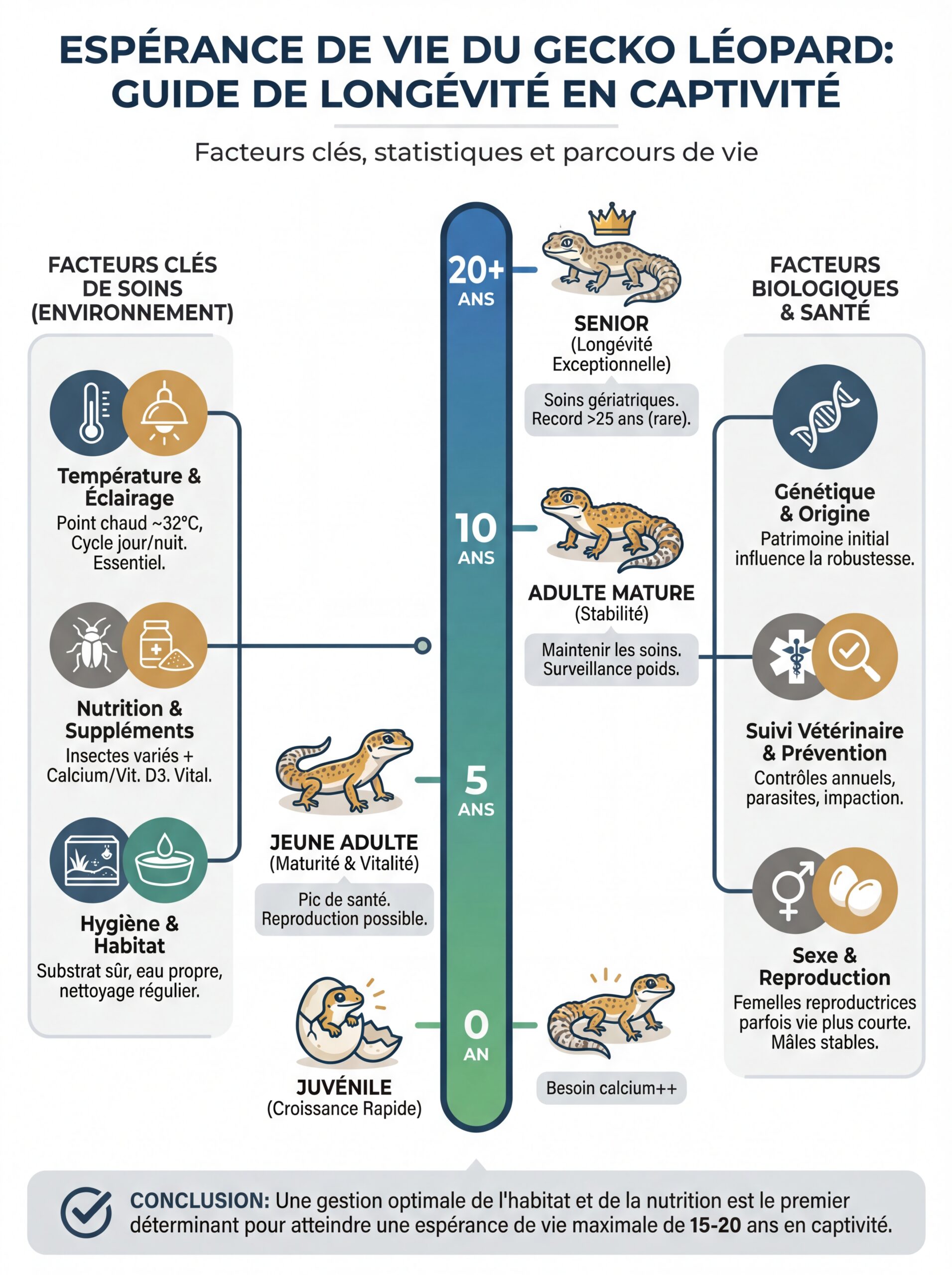 Infographie gecko léopard espérance de vie