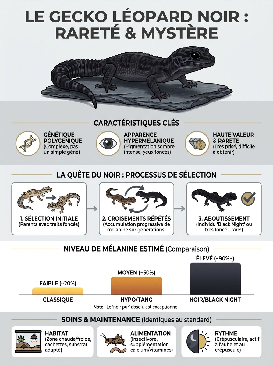 Infographie gecko léopard noir