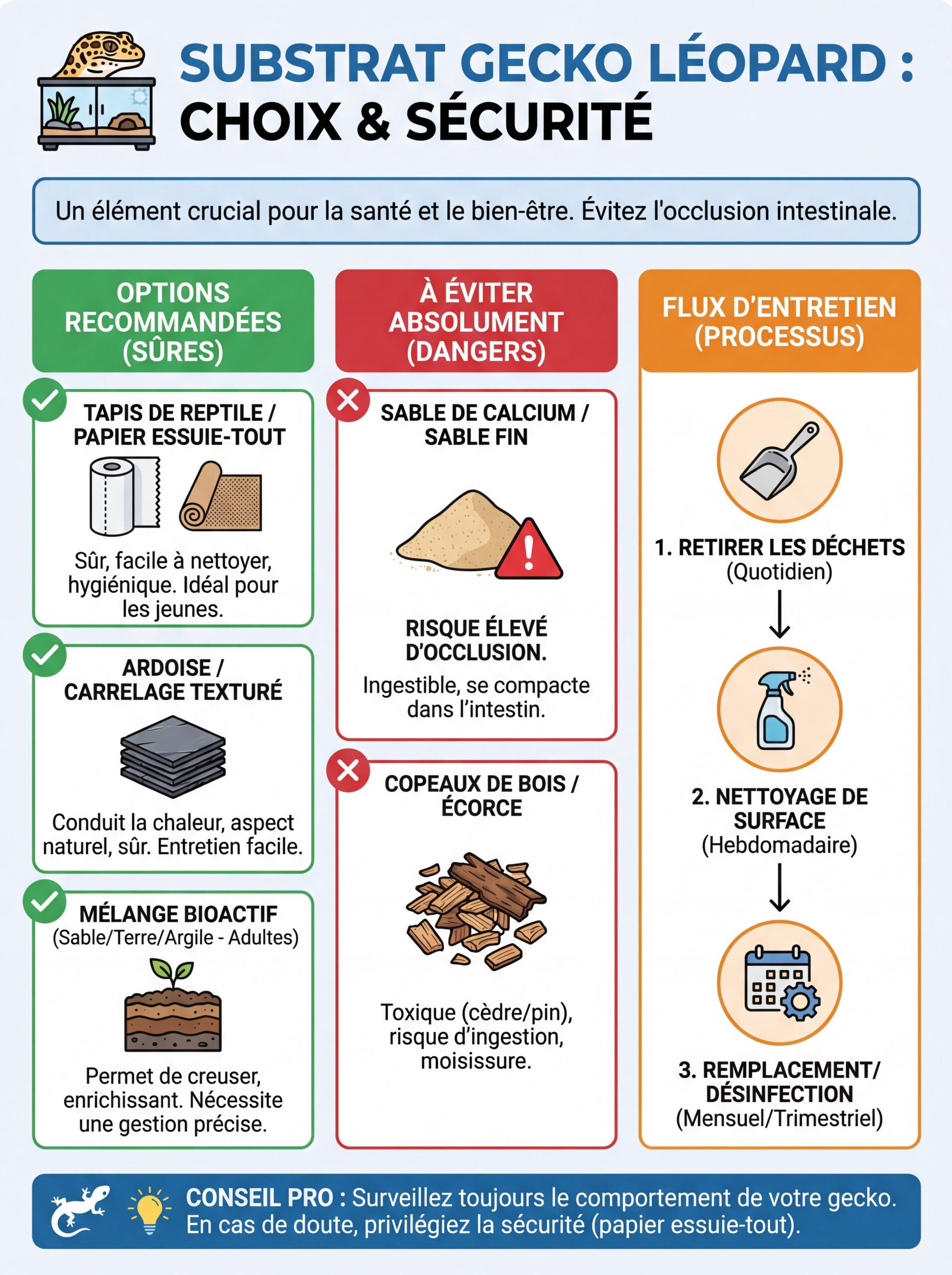 Infographie substrat gecko léopard
