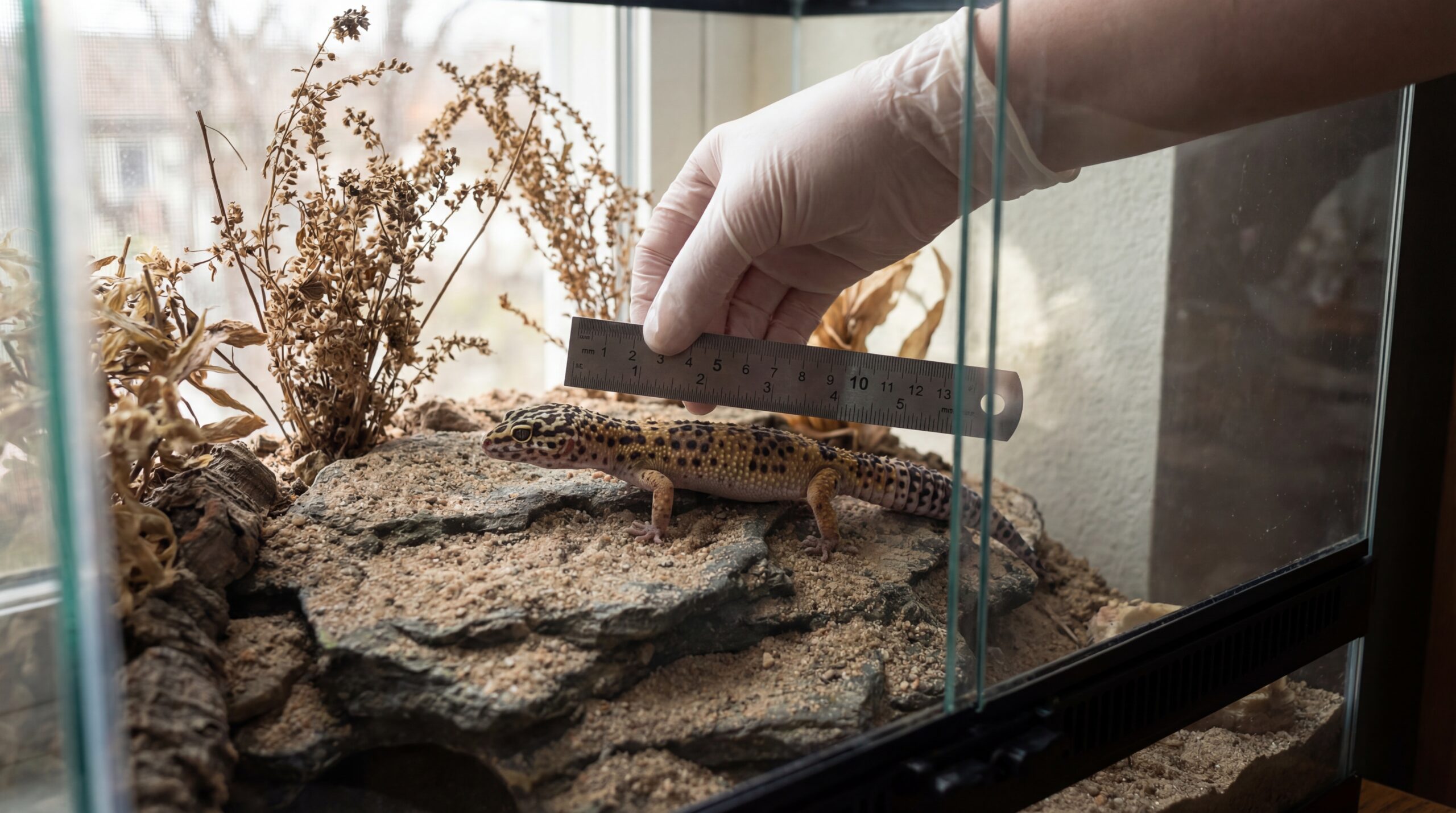gecko léopard taille en situation réelle