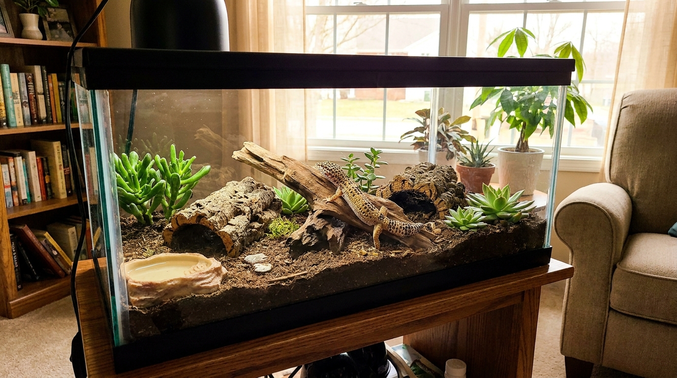 kit terrarium gecko léopard en situation réelle