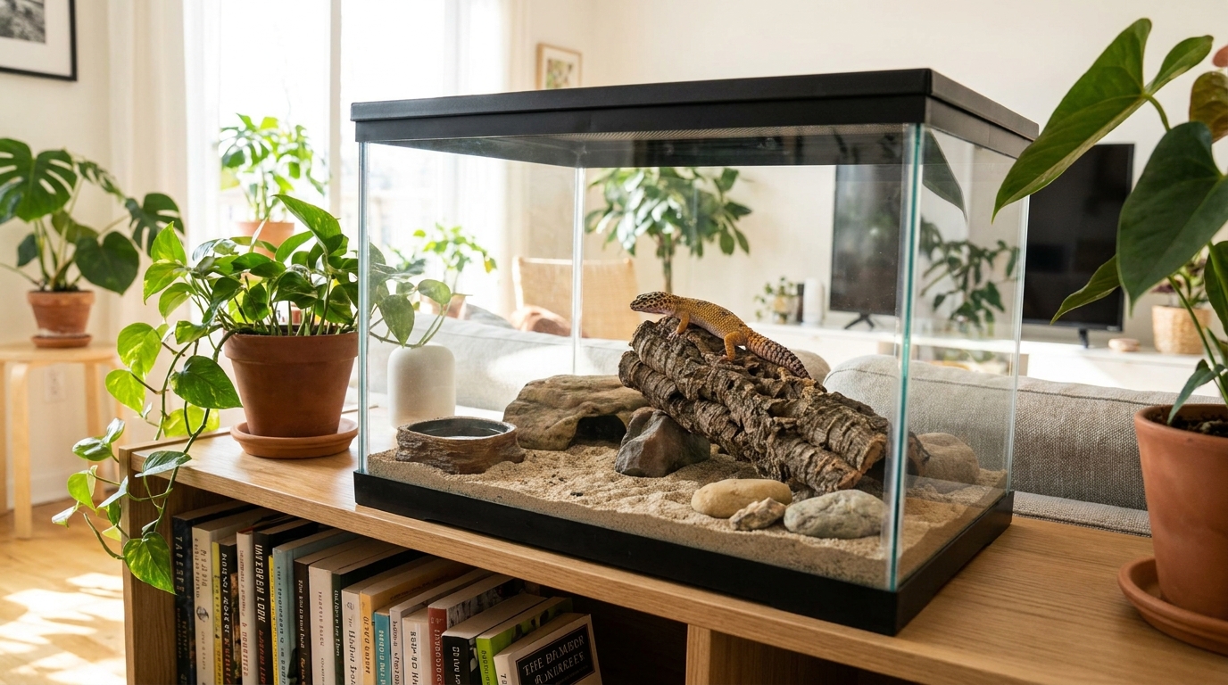 taille terrarium gecko léopard en situation réelle